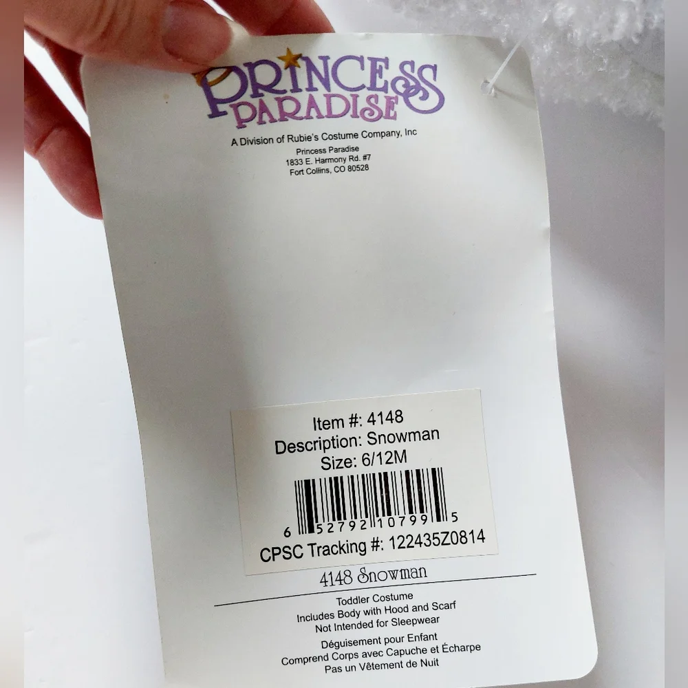 Snowman Costume size 6-12m Christmas Halloween Frosty Olaf‎ Princess Paradise
